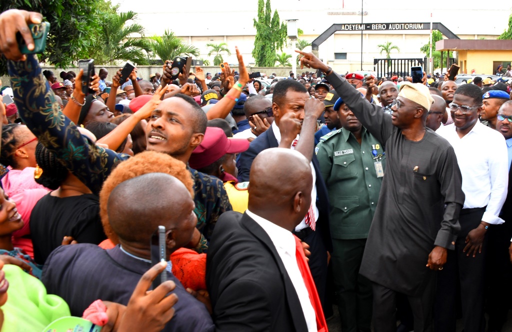GOV SANWO-OLU AT AN INTERACTIVE SESSION WITH PUBLIC SERVANTS AT THE ADEYEMI BERO AUDITORIUM, ALAUSA, IKEJA